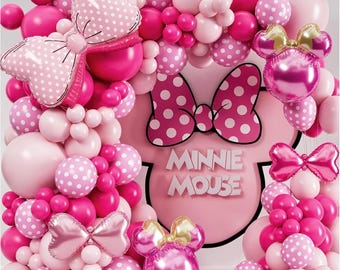 ALL-IN-1 Minnie Balloon Arch Kit with BONUS Bow & Mouse Head Balloons - Mini Mouse Balloons for Birthday Decorations, Oh Twodles Birthday