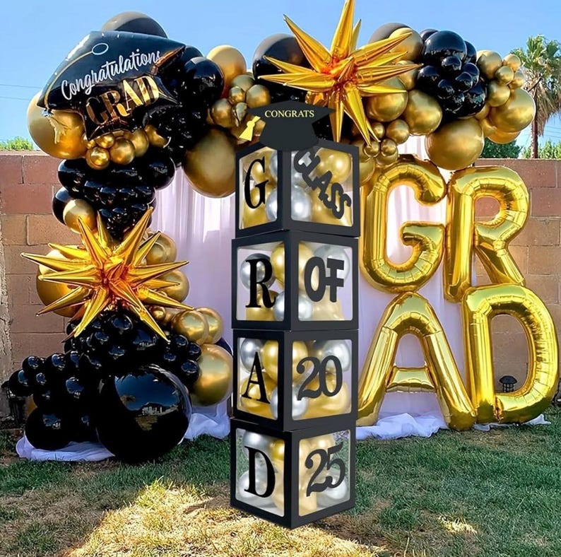2025 Graduation Balloon Boxes Decorations, 4 Pieces Graduation Party ...