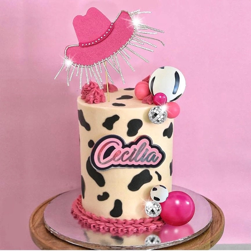 Cowgirl Cake Topper Hot Pink Girl Cake Decoration Shiny Cowgirl Hat Il Fullxfull.6034724200 J9pn