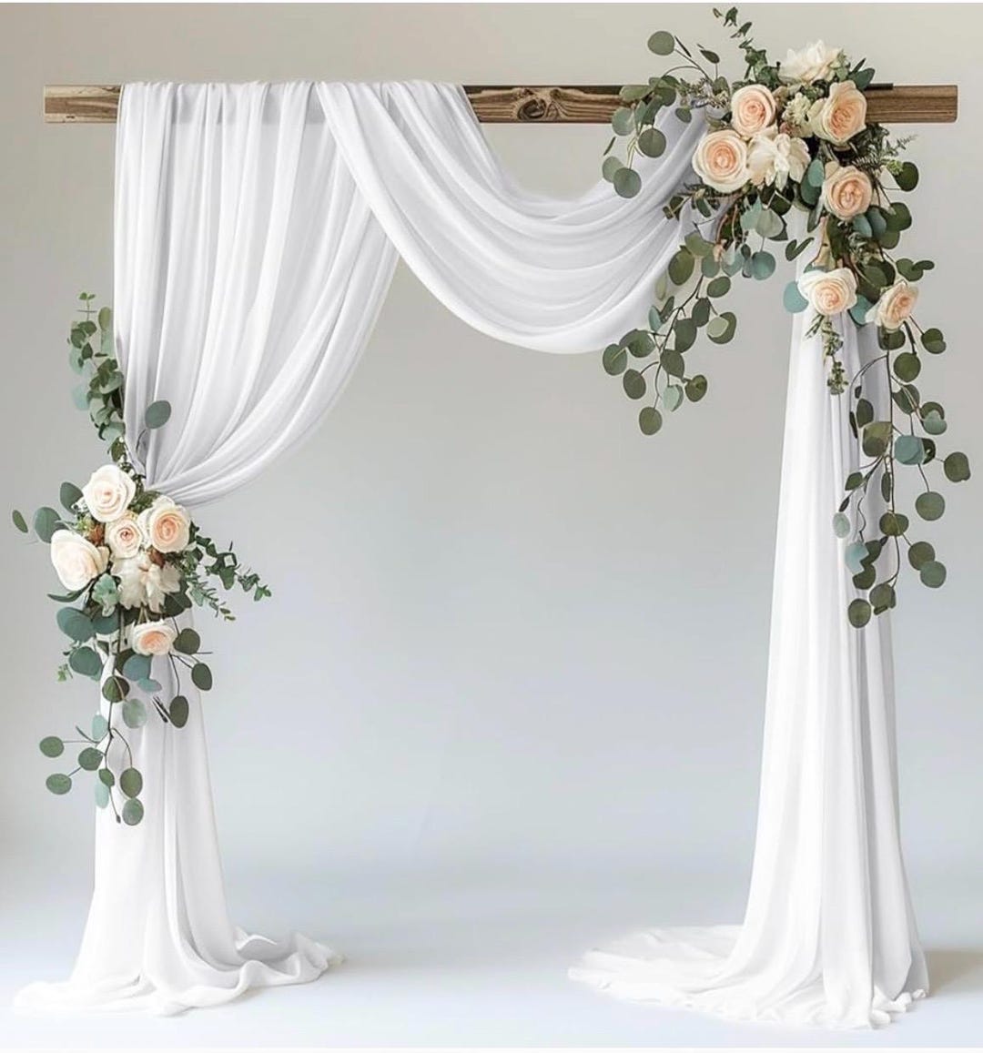 JKDMJF Ivoor bruiloft boog draperen stof, 74 cm x 20 ft chiffon, transparant, 2 panelen, perfect voor huwelijksceremonie, prieel, verlovingsfeest, bruidsdouche decoratie