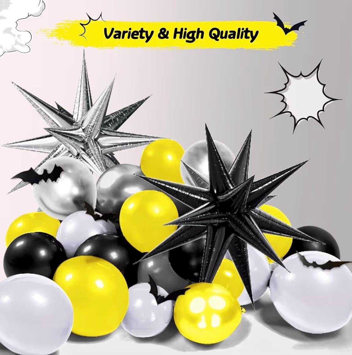 133PCS Black Yellow And Silver Balloons Arch Garland Kit, Bat Theme Balloon Arch For Man With Foil Balloons For Baby Shower Bat Theme Bday - Australia - View #7