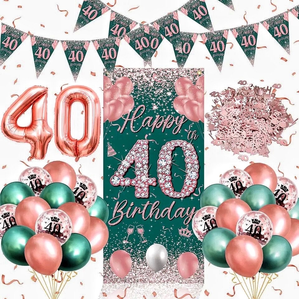 50. Geburtstag Deko Für Frauen – 42-teiliges Set In Roségold Mit Banner, Girlanden & Pompons