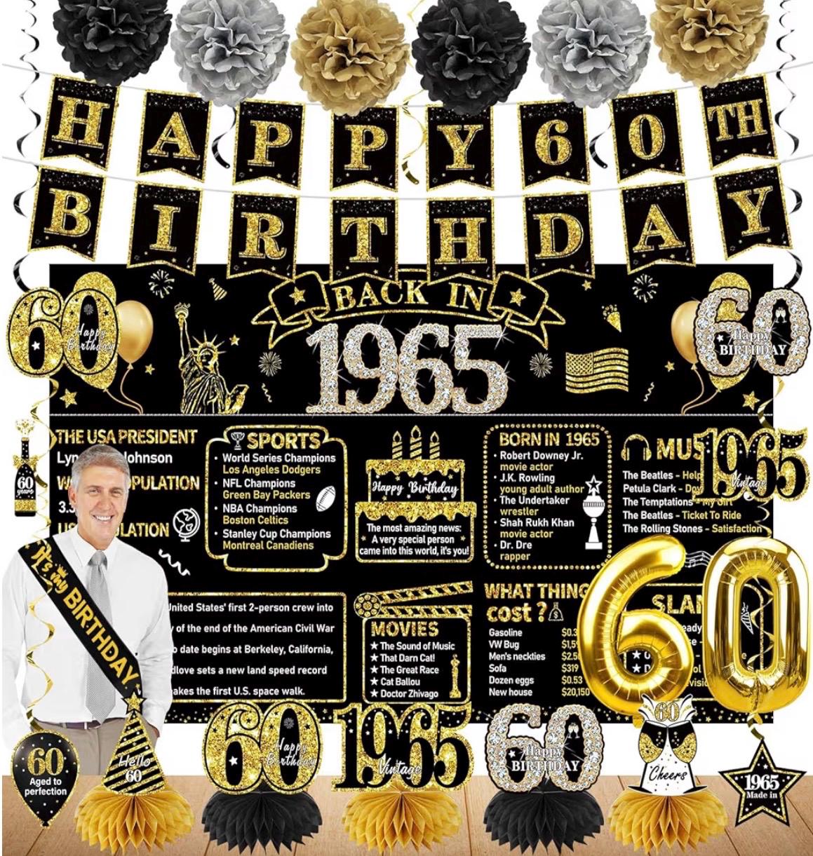 Vintage Dude 60th Birthday Jointed Letter Banner - 5.5 Ft Long, Multicolored Retro Decoration - View #14