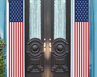 4th of July Independence Day Decorations Memorial Day Decor Indoor and Outdoor Hanging American Flag Banners (2 Pcs)