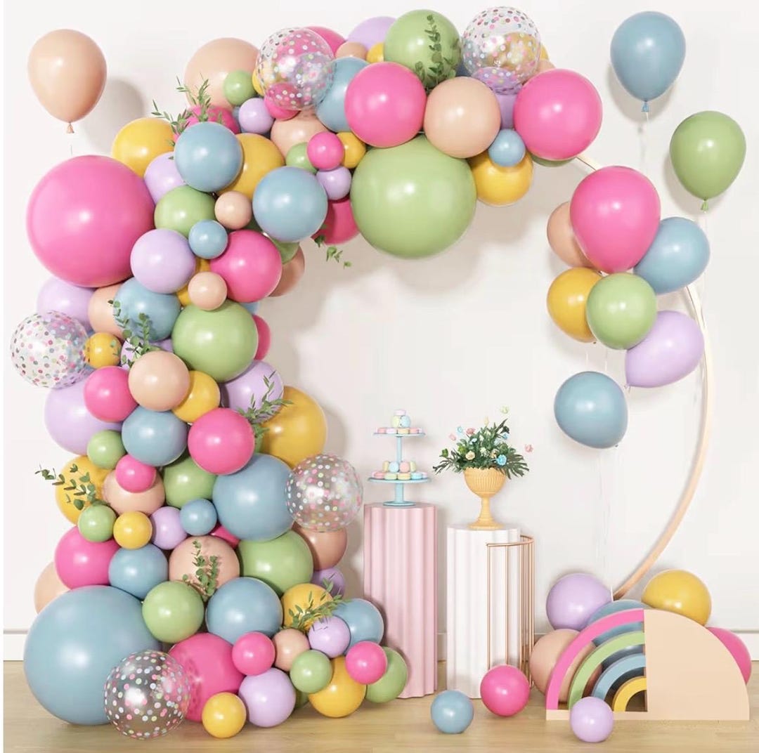 Ballooned Spring 153pcs Spring Flower Balloons Arch Garland Kit Pink Green Yellow Dusty ...