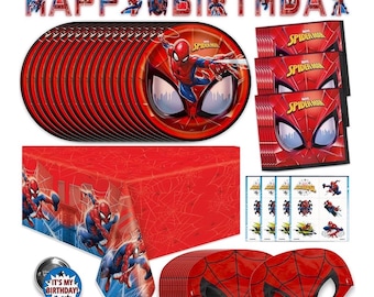 Spiderman Birthday Decorations,Spiderman Party Supplies,Serves 16 Guests,Marvel Superhero Spidey and His Amazing Friends Table Cover, Banner