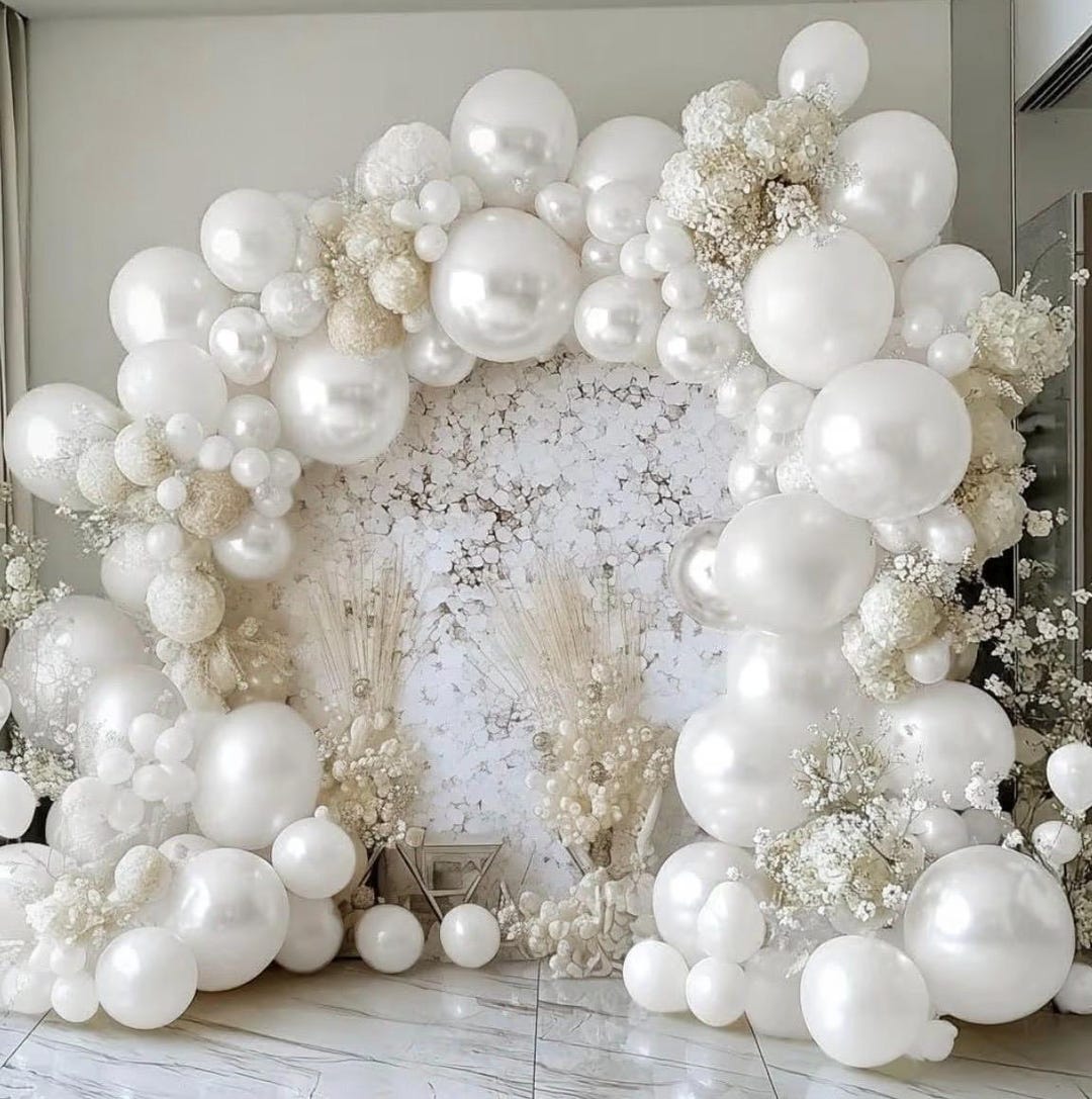 Pearl White Balloons Double Stuffed Latex Pastel White Balloon