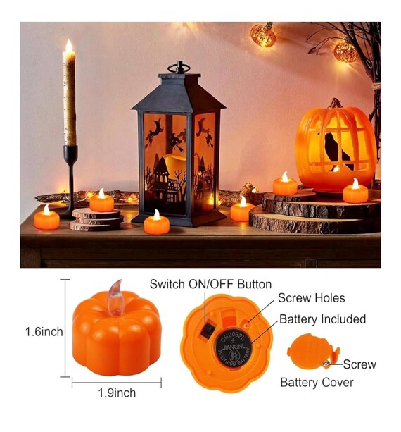 Lot De 6 Bougies LED Halloween - Citrouilles & Fantômes Sans