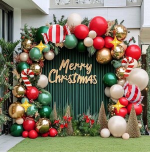 Kit Décoration Noël – 99 Pièces Guirlande Ballons Aluminium Père Noël – Bannière Merry Christmas – Ambiance Fête Immédiate