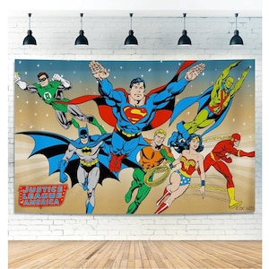 Superhero Party Backdrop Decoration – 5x3FT Cartoon Banner for Boys Birthday, Baby Shower, Kids Comic Theme Party, Wall Decor, Photo Booth