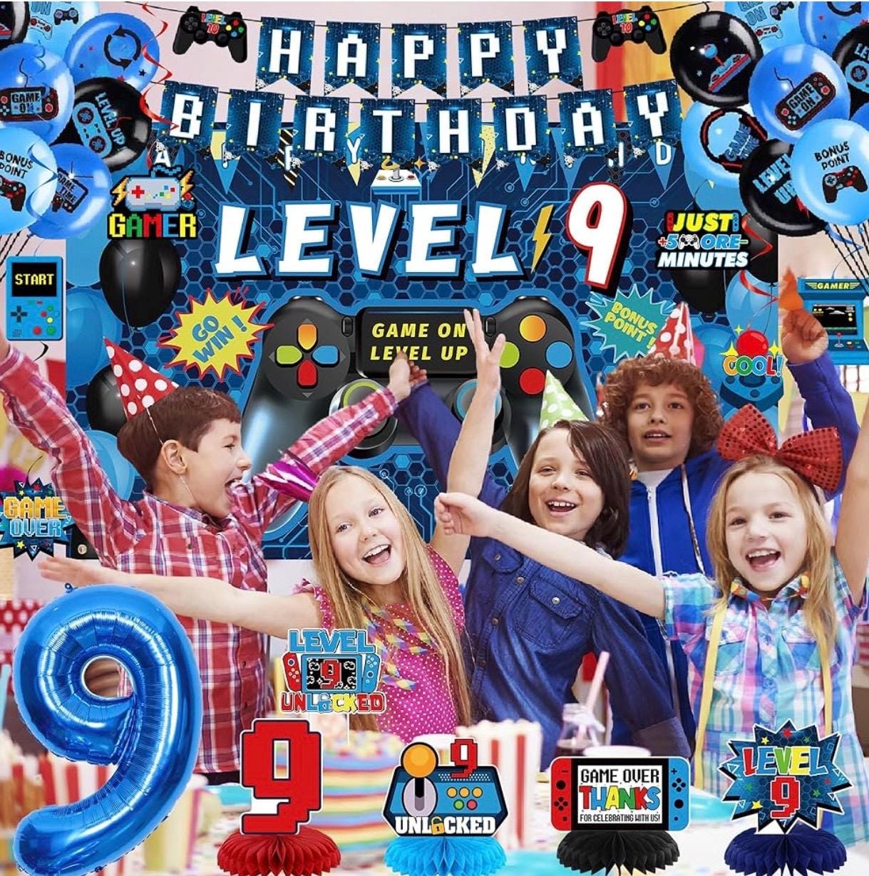 Gamer Verjaardagsdecoratie 9 Jaar - Happy Birthday Slinger, Ballonnen & Game Controller Set Voor Jongensfeest