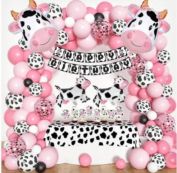 面白い牛のパーティーデコレーション バルーンアーチガーランドキット カウガール 牛のプリントバルーン ベビーピンク風船 牛の風船 農場 動物 誕生日 牛のパーティーデコレーションバルーン ガーランド アーチキット 赤 白 黒 ラテックスバルーン 牛のアニマルホイルバルーン  子供の農場がテーマの男の子ベビーシャワー誕生日パーティー用品