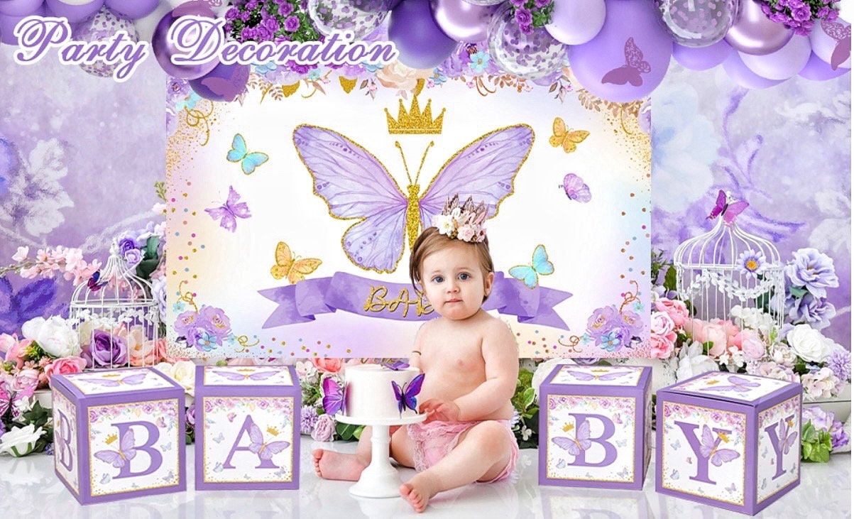 Purple Butterfly Baby Shower Decorations for Girl,purple Balloon ...