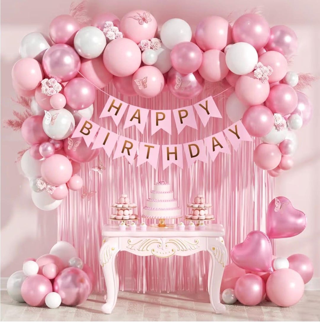 21e verjaardag decoraties voor haar, roze verjaardag decoratie set