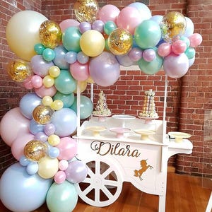 105pcs Pastel Balloons Arch Garland Kit 5&quot; 10&quot; 12&quot; 18 inch Macaron Color Pastel Balloons Different Sizes and Gold Confetti Balloons Set