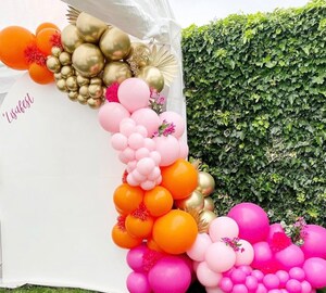 Kit Arche De Ballons Rose/orange/jaune (137 Ballons) - Pour Anniversaire, Mariage, Baby Shower, Décoration Photo