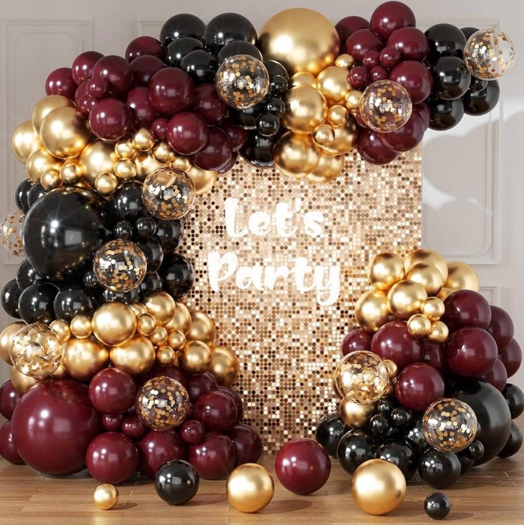 Ghirlanda Di Palloncini 159 Pezzi Rosso Bordeaux, Oro, Rosa E Bianco - Kit Decorazione Per Compleanni, Matrimoni E Baby Shower
