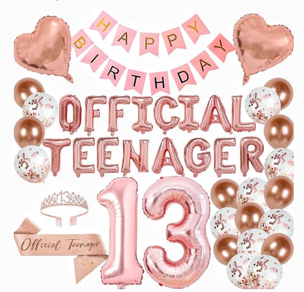 13th Birthday Party Decorations OFFICIAL TEENAGER Party Balloons 13th Birthday Tiara Official Teenager Sash Happy Birthday Banner