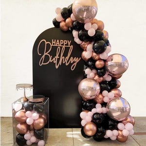 124Pcs Rose Gold Balloon Garland Arch Kit Black Pink and Rose Gold Balloons for Girls Women Birthday Party Wedding Bridal Shower Decorations