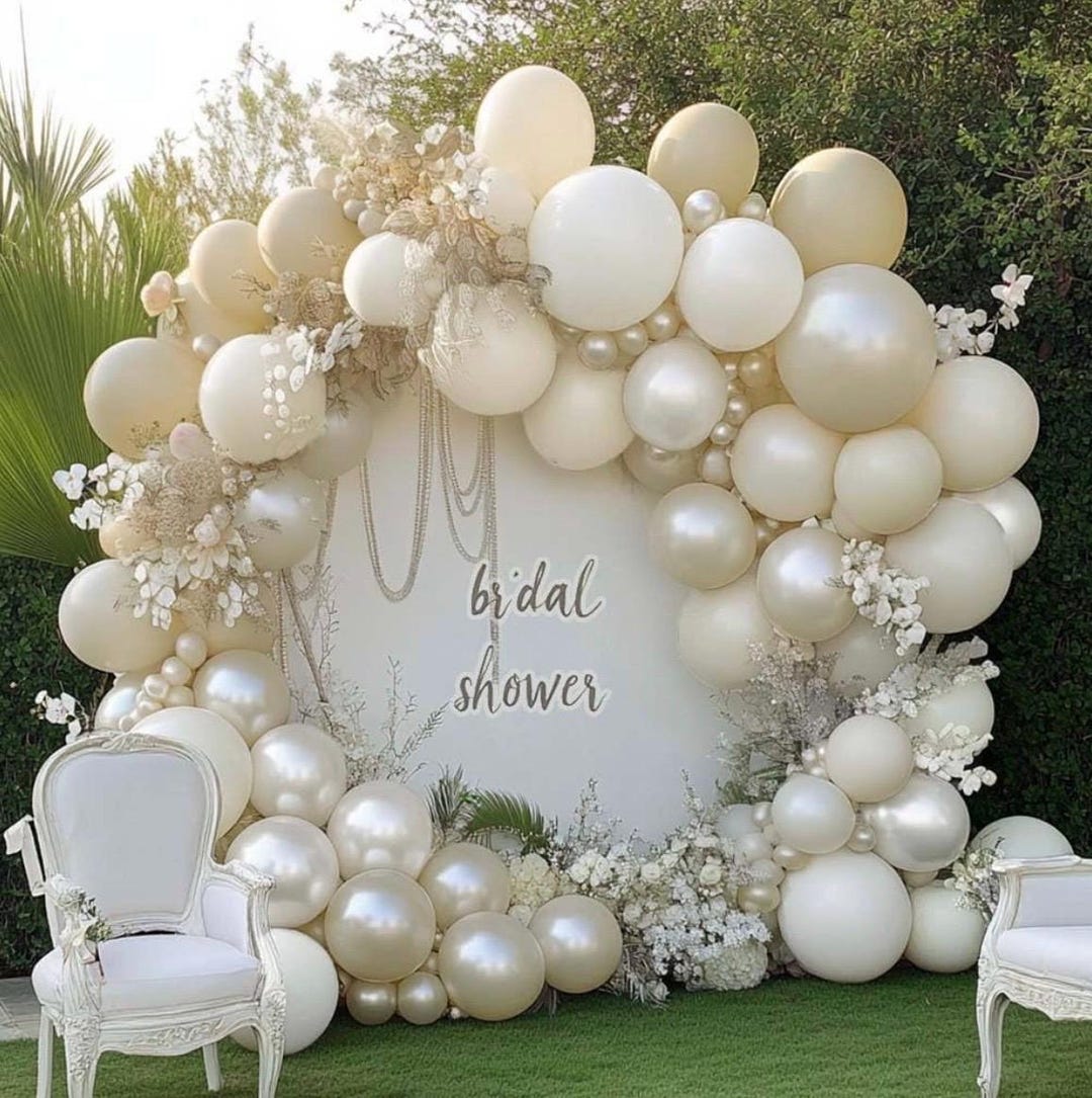 120pcs White & Sand Pearl Balloon Arch Kit For Weddings, Baby