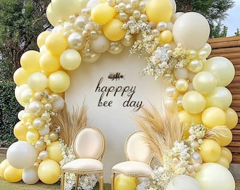 Yellow Balloon Arch Kit Double Stuffed Pastel Light Yellow Pearl