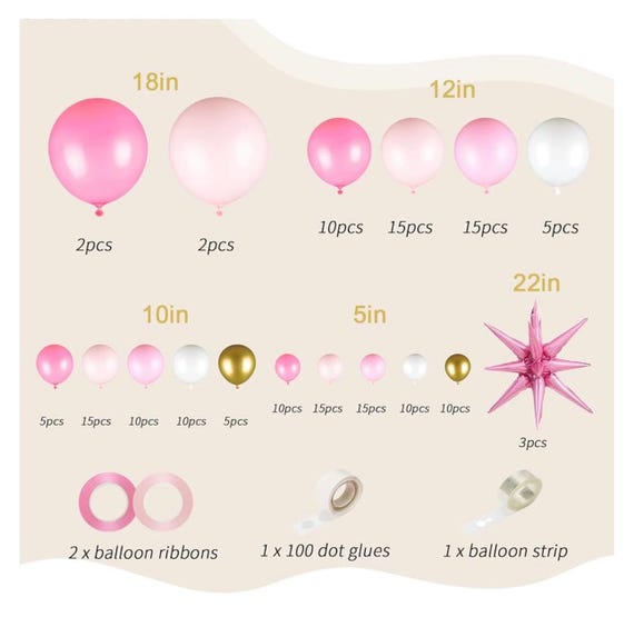 65-Pc Pink Gold Confetti Balloon Kit – 12 Inch Latex Balloons With Ribbons For Parties - View #10