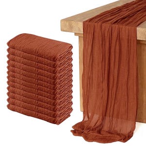 12 Pack Cheesecloth Table Runner, Runner Gauze Boho Wedding Decor Romantic Table Runner for Wedding Birthday Party(35" x 118") (Terracotta)