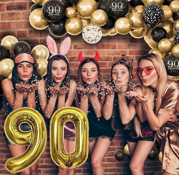 Decorazioni A Spirale Per 90° Compleanno, Tema Oro E Nero Vintage 1933 – 46 Pezzi