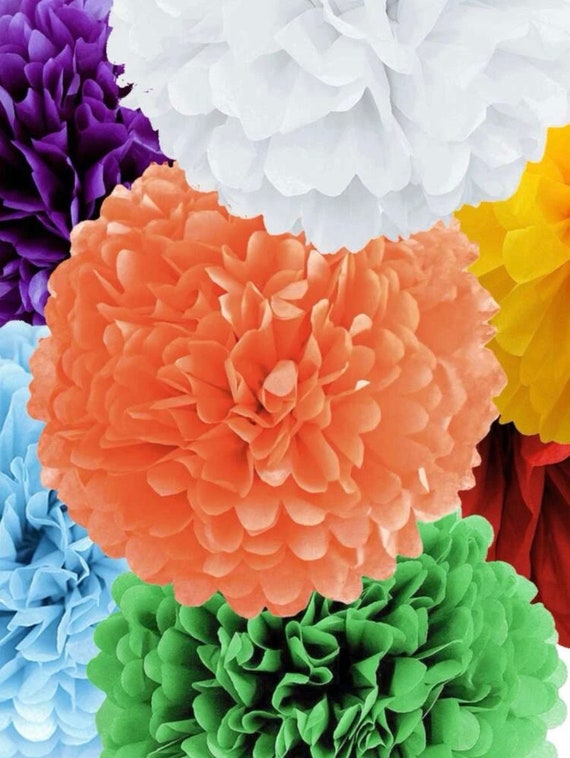 Carta blu Navy Pom Poms fiori per matrimonio festa di compleanno Baby Shower scu
