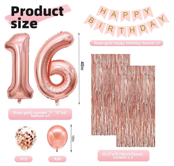 Bannière D'anniversaire Sweet 16 Pour Filles, Décorations Fête