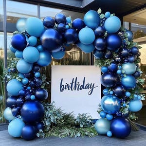 Navy Blue Balloon Garland Arch Kit Double Stuffed Royal Blue Balloons Different Sizes for Birthday Baby Shower Graduation Bridal Prom Party
