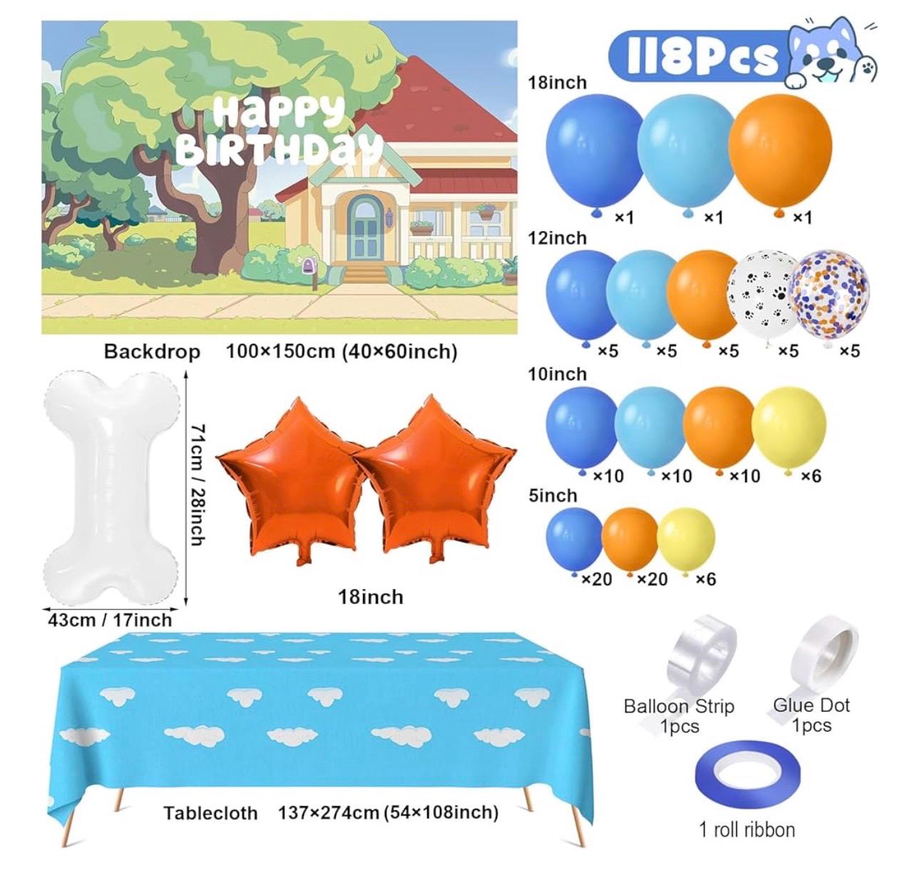 118 Dog Blue Party Decorations