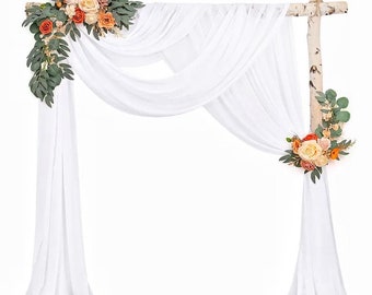 Hochzeitsbogen-Drapierungsstoff, 4 Stoffbahnen, 71,1 x 6,1 m, weiße Hochzeitsbogen-Vorhänge für Zeremonien, Chiffon-Stoffvorhänge, Laubenvorhänge, Hochzeitsbogen