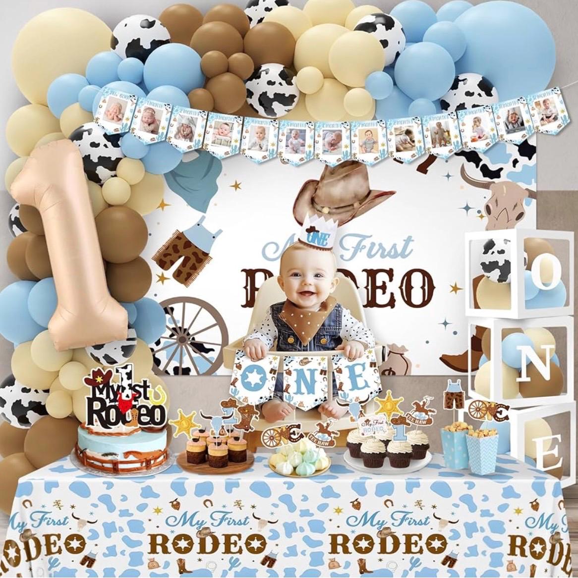 My First Rodeo Decorations Boy-239Pcs Cowboy Blue And Brown Balloon - View #9