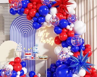Rot, Weiß und Blau Ballon Girlande Bogen Kit, 140 Stück Blau, Rot, Weiß 4. Juli Ballons für Vaterländische Dekorationen 4. Juli Gedenktag