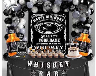 Whisky Verjaardagsversieringen voor mannen tot in de perfectie Verjaardagsfeestje Benodigdheden Gelukkige Verjaardag Achtergrond Whisky Bar Banner Ballon Slinger