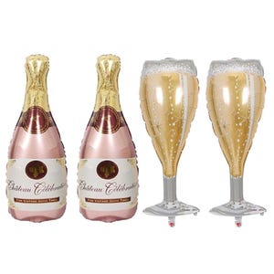 Champagne Bottle Balloons Champagne Glass Balloon Mylar Foil Balloons Birthday Engagement Bachelorette Party Bridal Shower Wedding