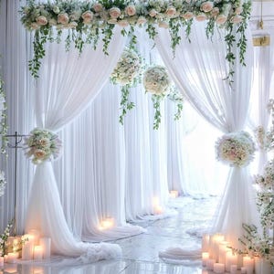 White Tulle Backdrop Curtain for Parties Wedding 10ft x 8ft Sheer Backdrop Curtains for Bridal Shower Birthday Party Baby Shower