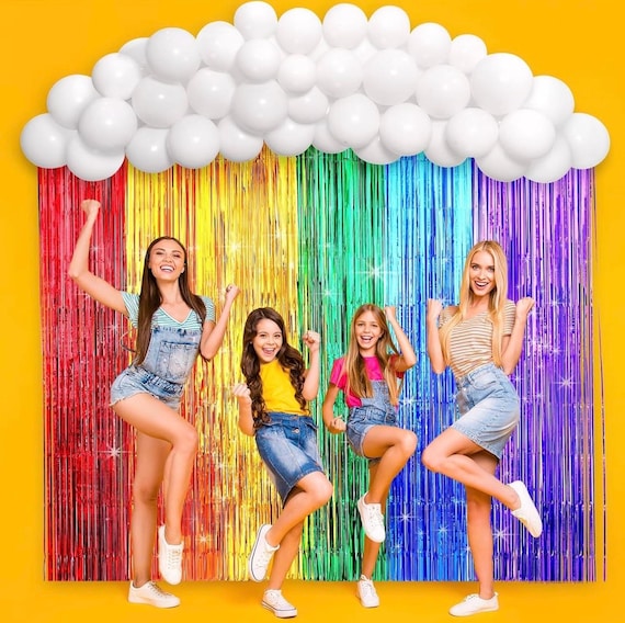 Decorazioni arcobaleno per feste di compleanno, tende con