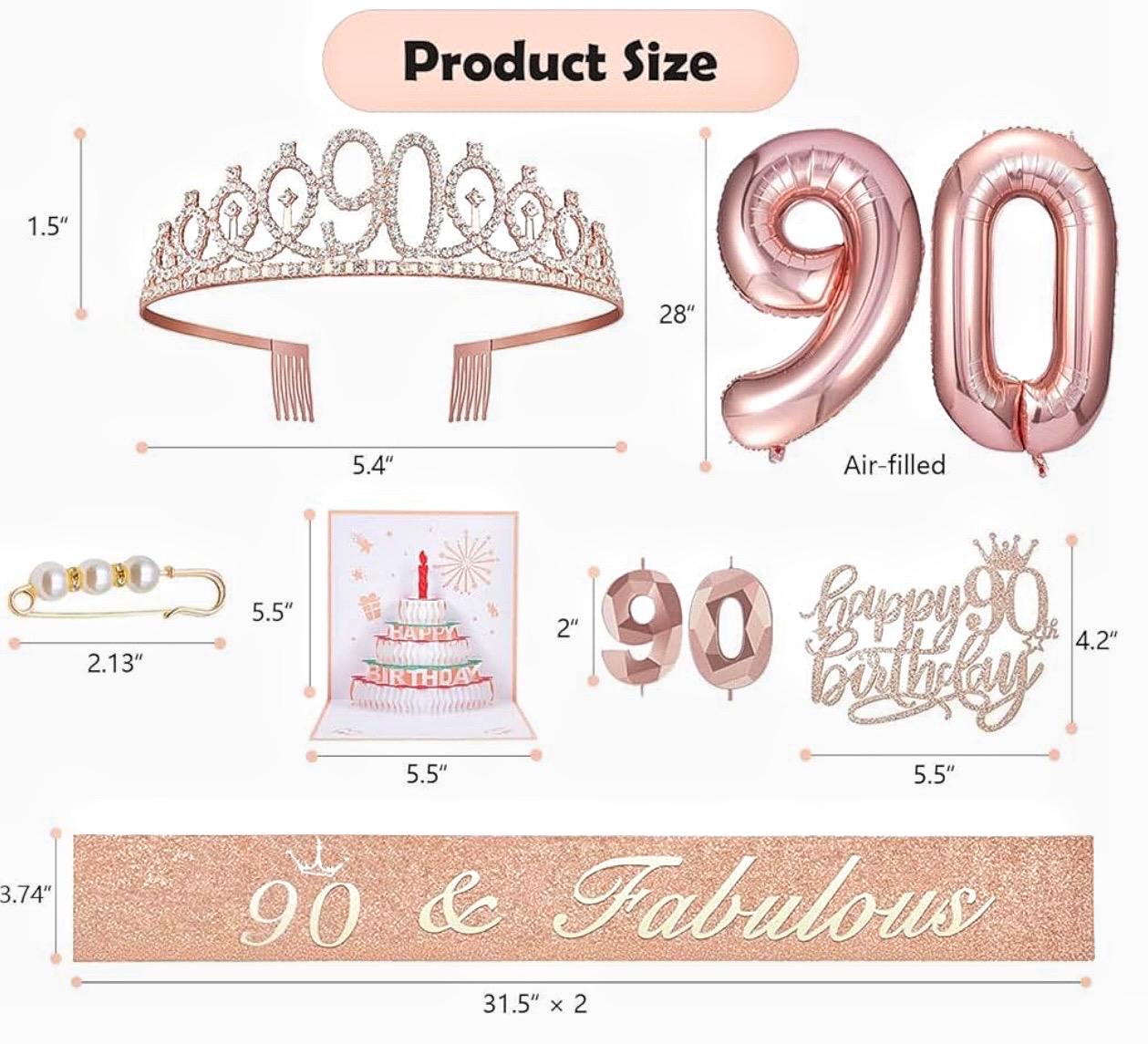 90. Geburtstag Schärpe & Tiara Set – Roségolden, Mit Strass, Für Frauen & Feiern