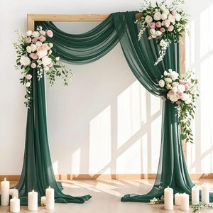 Bruiloft boog draperie stof 1 paneel 30'' x 18 ft smaragdgroen pure chiffon boog draperie voor bruids douche achtergrond buiten, kerkceremonie
