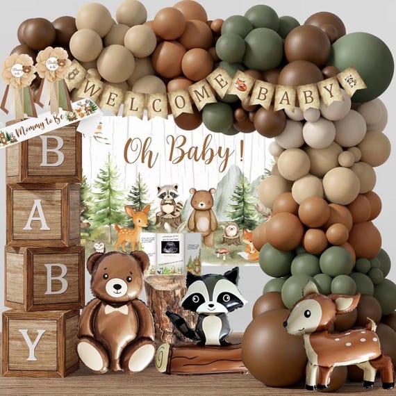 Set Decorazioni Per Baby Shower Tema Safari, 100 Adesivi Animali Selvatici + Cartello 'Don't Say Baby' E Supporto, Gioco Per Feste