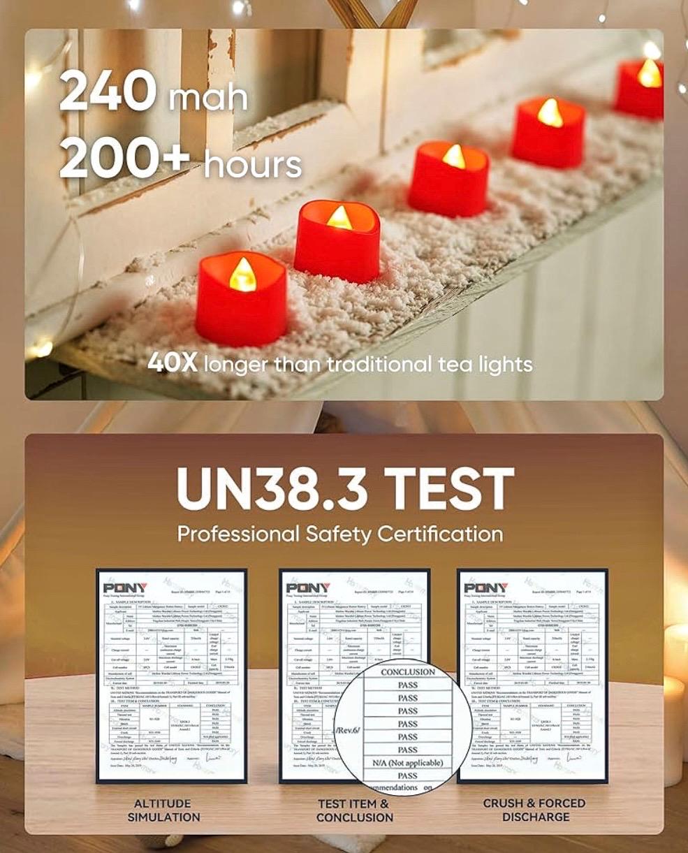 Confezione Da 100 Lumini A LED Senza Fiamma, Colore Rosso Tremolante