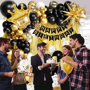 107-Piece Black & Gold Birthday Party Decorations Set – Men's Birthday, Metallic Theme 2 thumbnail image