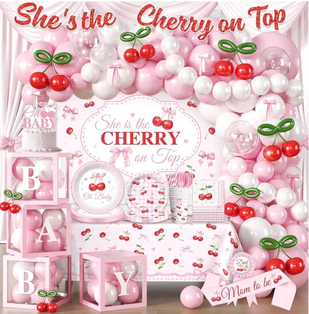 Cherry Baby Shower Party Decorations, Shes the Cherry on Top Baby