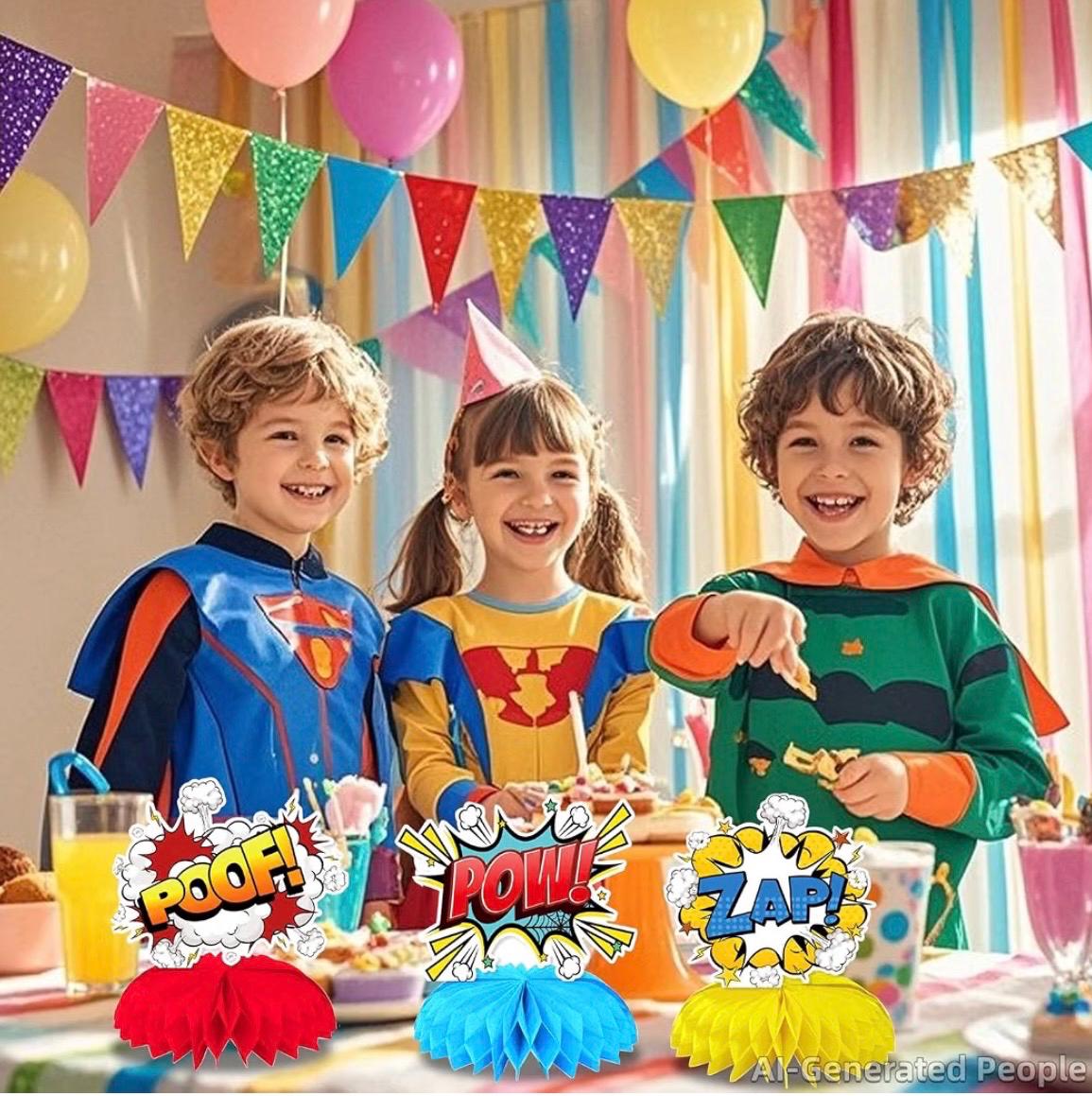 10-teiliges Helden-Party-Deko-Set – Waben-Mittelstücke, Action-Schild, Tischdeko Für Geburtstag & Babyparty