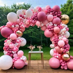 Pink White Gold Balloon Garland  Light Dusty Pink Balloons Pastel White Balloon Arch Kit Gold Balloons For Bridal Baby Shower,Birthday Party