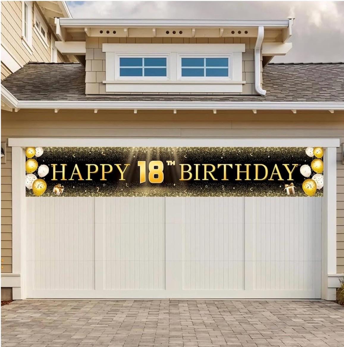 Happy Birthday Banner Schwarz Gold – Für 18. Geburtstag, Partydekoration, 1 Stück