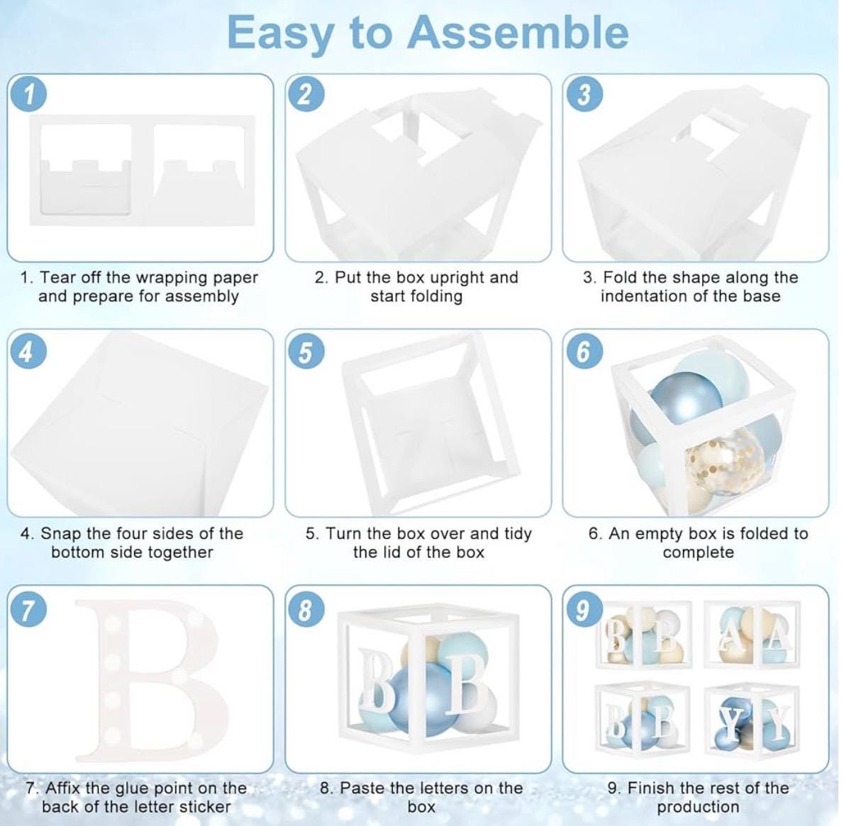 Kit Decorazioni Baby Shower Ragazzo - 131 Pezzi Palloncini Blu E Scatole Con Lettere - Foto 13