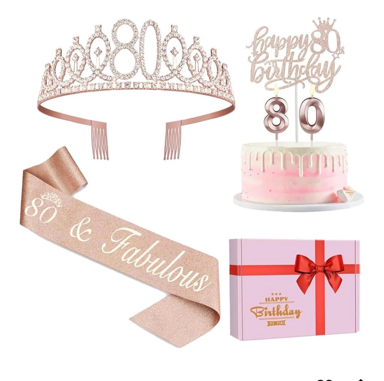 Crystal Crown & Schärpe Set Für Geburtstag | Strasskrone Mit Schulterband, Für Frauen & Mädchen – Party-Dekoration